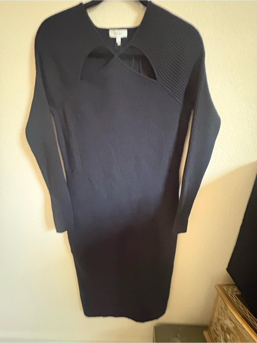 NWT Reiss Perry Navy Bodycon Knit Midi Dress Size L Cutout $290